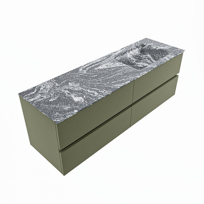 Mondiaz VICA-DLUX ensemble de meuble de salle de bain - 150cm - meuble sous-vasque armée - 4 tiroirs - lavabo encastré nuage droite - 1 trou de robinet - version haute 60cm - lave