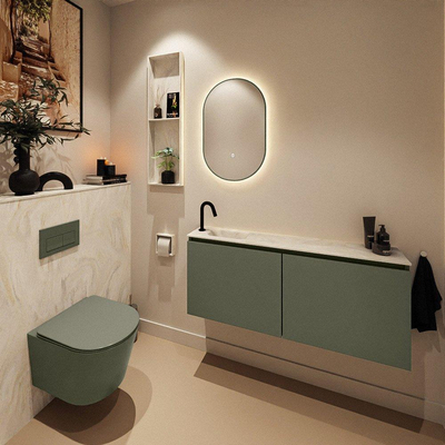 MONDIAZ TURE-DLUX 120cm toiletmeubel Army. EDEN wastafel Ostra positie links. Met 1 kraangat.