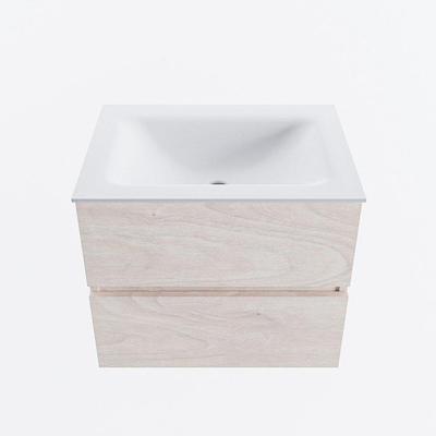 Mondiaz VICA ensemble de meuble de salle de bain - 60cm - meuble sous vasque en aggloméré - 2 tiroirs - lavabo cloud milieu - 1 trou de robinet - version haute de 60cm - talc