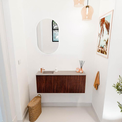 Mondiaz JOYA-DLUX 100cm toiletmeubel - kleur Ruby - Wastafel FAYE positie Links 1 kraangat kleur Saba.