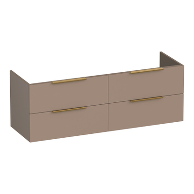 BRAUER Elevate meuble sous lavabo 140 excl. poignées à poser 4 tiroirs softclose et 2 découpes pour siphon - mat moka