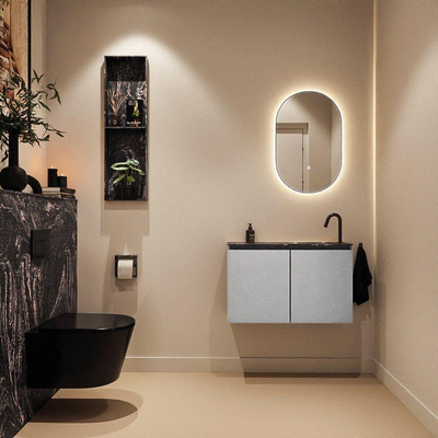 MONDIAZ TURE-DLUX meuble WC 80 cm Plata. EDEN lavabo Lava position à droite. Avec 1 trou de robinet.