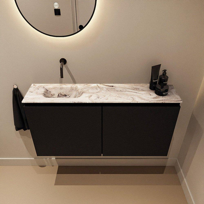 MONDIAZ TURE-DLUX Meuble toilette - 100cm - Urban - EDEN - vasque Glace - position gauche - sans trou de robinet