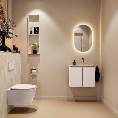 MONDIAZ TURE-DLUX Meuble toilette - 60cm - Rosee - EDEN - vasque Ostra - position droite - sans trou de robinet