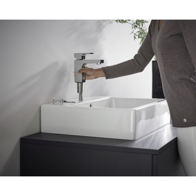 Hansgrohe Vernis Shape Eengreeps wastafelmengkraan - 100 - coolstart - met PopUp - trekwaste - hoogglans chroom