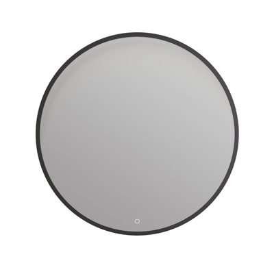 Arcqua Framed spiegel – rond Ø80 cm – LED-verlichting rondom – spiegelverwarming, dimbaar – Zwart mat