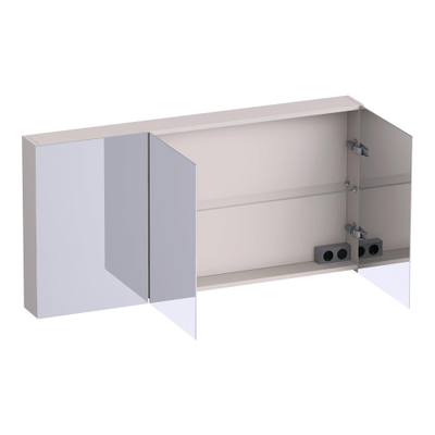 BRAUER Impress armoire de toilette – 139 x 70 x 15 cm – 3 portes, portes-miroir double face – Sable