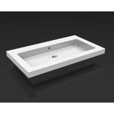 Wiesbaden Kera Wastafel enkel - zonder kraangat - 80x46x5cm - keramiek - glans wit