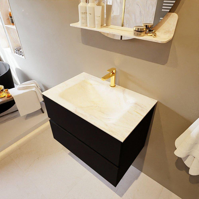 Mondiaz VICA-DLUX ensemble de meuble de salle de bain - 70cm - meuble sous-vasque urban - 2 tiroirs - lavabo encastré cloud milieu - 1 trou de robinet - version haute de 60cm - ostra