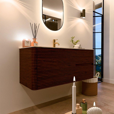 Mondiaz CIRO-DLUX Meuble de salle de bains - 120x45x50cm - Vasque solid surface Frappe - 1 lavabo Centré - 1 trou de robinet - 2 tiroirs - Ruby