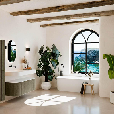 MONDIAZ THOR Meuble de salle de bains 120cm arrondi gauche + droite couleur Shadow avec 1 tiroir et 2 portes. Vasque suspendue CLOUD Gauche sans trou de robinet couleur Talc.