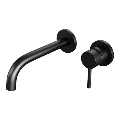 BRAUER Stripe Mitigeur lavabo encastré - bec courbé et rosaces - modèle A1 - noir mat