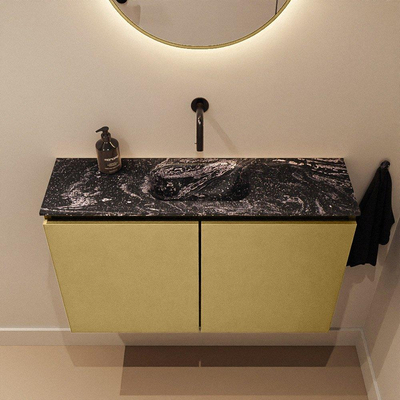 MONDIAZ TURE-DLUX Meuble de toilettes 80 cm Oro. EDEN lavabo Lava position milieu. Sans trou de robinet.