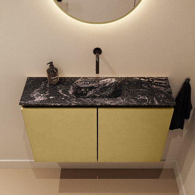 MONDIAZ TURE-DLUX Meuble toilette - 80cm - Oro - EDEN - vasque Lava - position centrale - sans trou de robinet