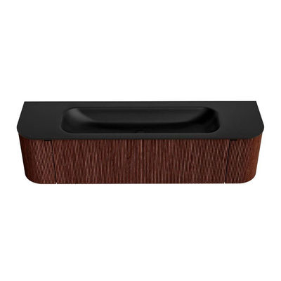 Mondiaz KURVE Badkamermeubelset - 170x46x40cm - 1 lade - 2 deuren - wastafel solid surface - midden - 2 kraangaten - Ruby