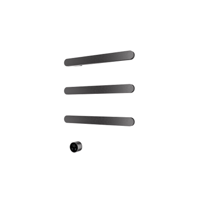 Hotbath &MORE Handdoekradiator - 50x57cm - vierkant - 3 stangen - horizontaal - met schakelaar - geborsteld gunmetal PVD