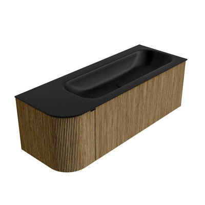 Mondiaz KURVE Ensemble de meuble de salle de bains - 125x46x40cm - 1 tiroir - 1 porte - lavabo solid surface - droit - 1 trou de robinet - Dusk