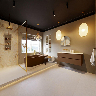 Mondiaz VICA-DLUX Ensemble meuble de salle de bains - 120cm - rustique - 2 tiroirs - Lavabo encastré CLOUD - gauche - sans trou de robinet - couleur Frappe - Version XL 60cm de haut