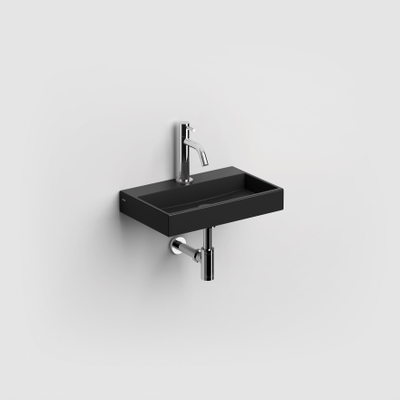 Clou Mini Wash Me Lave-main avec trou pour robinetterie 38x6x24cm céramique noir mat