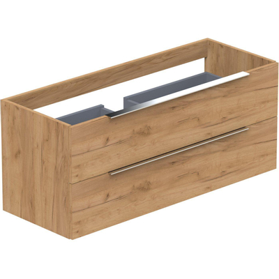 Thebalux Type onderbouwkast 120x45x50cm 1 uitsparing opbouwgreep chroom 2 softclose lades standaard greep MDF/spaanderplaat sequoia