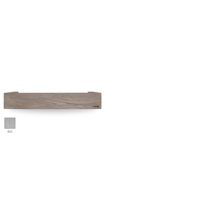 Looox Wooden collection shelf box 60cm met bodemplaat rvs geborsteld eiken geborsteld rvs