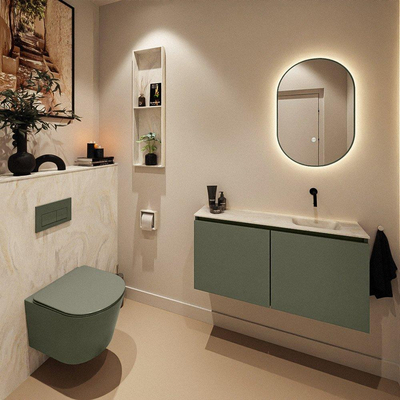MONDIAZ TURE-DLUX 100cm toiletmeubel Army. EDEN wastafel Ostra positie rechts. Zonder kraangat.