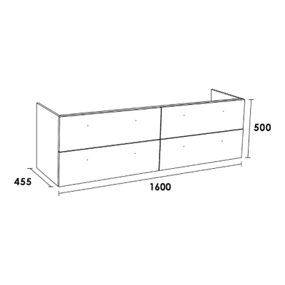 BRAUER EX WastafelOnderkast - 160x46x50cm - 4 softclose lades - zonder greep - 2 sifonuitsparingen - MFC - Almond