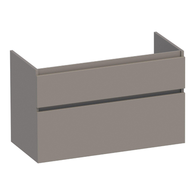 BRAUER Delight meuble sous-lavabo - 100x46x60cm - 2 tiroirs à fermeture en douceur - sans poignée - 1 découpe pour siphon - taupe mat