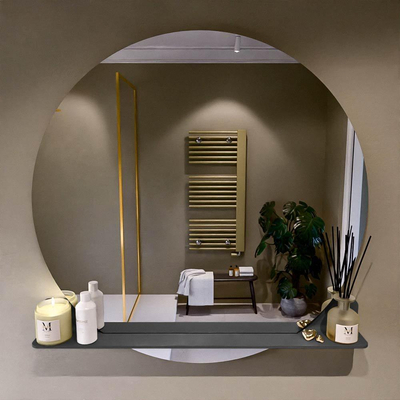 Mondiaz SPOT Miroir de salle de bain - rond 110cm - plan de miroir - couleur Gris Foncé