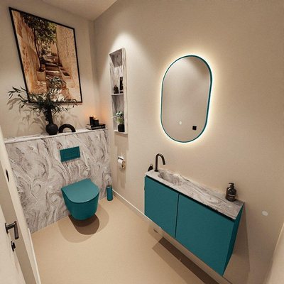 MONDIAZ TURE-DLUX 80cm toiletmeubel Smag. EDEN wastafel Glace positie links. Met 1 kraangat.
