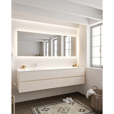 Mondiaz VICA ensemble de meuble de salle de bain - 200cm - meuble sous lavabo lin - 4 tiroirs - lavabo nuage gauche - 1 trou de robinet - version XL 60cm de haut