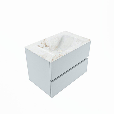 Mondiaz VICA-DLUX Ensemble de meuble de salle de bain - 70cm - meuble sous-vasque argile - 2 tiroirs - lavabo encastré nuage milieu - sans trous de robinet - version haute de 60cm - frape