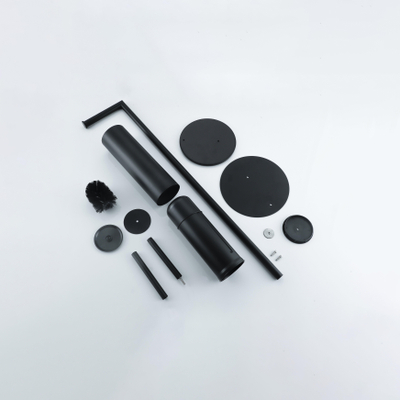 FugaFlow Eccelente Porte-rouleau de toilette indépendant avec brosse WC - noir mat