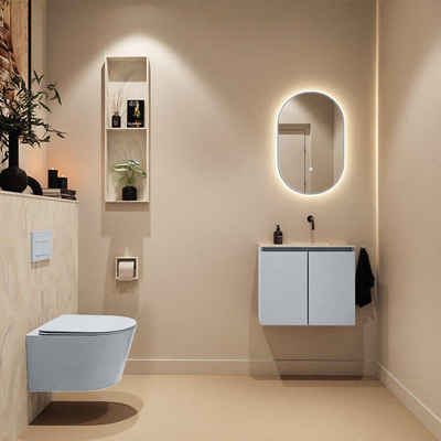 MONDIAZ TURE-DLUX 60cm toiletmeubel Clay. EDEN wastafel Ostra positie rechts. Zonder kraangat.