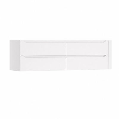 H&R Badmeubelen Juice Wastafelonderkast - 180x45x50cm - rechterhoek afgerond - 4 lades - geïntegreerde greep - Wit mat