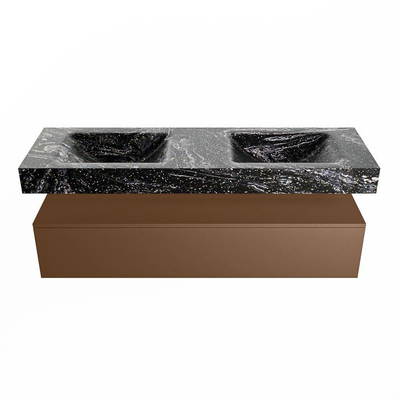 Mondiaz ALAN-DLUX Ensemble de meuble - 150cm - meuble Rust mat - 1 tiroir - Lavabo Cloud Lava suspendu - vasque Gauche et droite - 0 trous de robinet