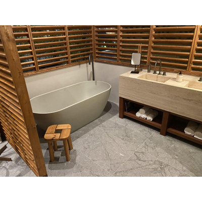 Riho Bilbao Baignoire îlot - 170x80cm - solid surface - Pebble Grey (Beige)