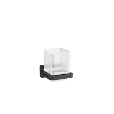 Crosswater Rotar Bekerhouder - 8x9.8x9cm - met beker - vierkant - wandmodel - mat zwart
