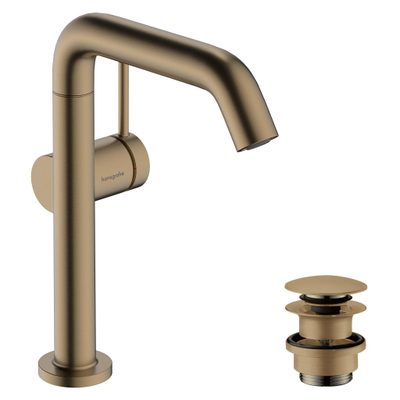 Hansgrohe Tecturis s Eengreeps wastafelkraan - 210 Fine - coolstart - met draaibare uitloop en PushOpen - afvoerplug - geborsteld brons