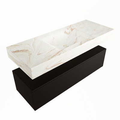 Mondiaz ALAN-DLUX Ensemble de meuble - 120cm - meuble Urban mat - 1 tiroir - Lavabo Cloud Frappe suspendu - vasque Centre - 0 trous de robinet
