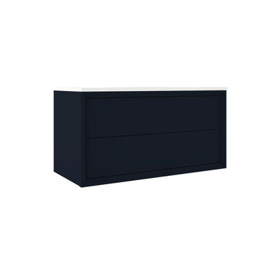 Adema Prime Core Badkamermeubelset - 100x55x45cm - 1 wasbak keramiek - 2 kraangaten - mat marine blauw