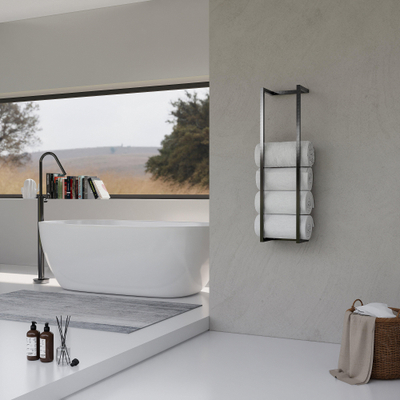 Fortifura Calvi Handdoekrek - 95x25x20cm - PVD - geborsteld gunmetal (antraciet)