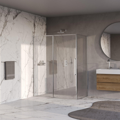 BRAUER Galactic Douchecabine - 160x90x200cm - met schuifdeur - helder glas - omkeerbaar - incl. glascoating - chroom