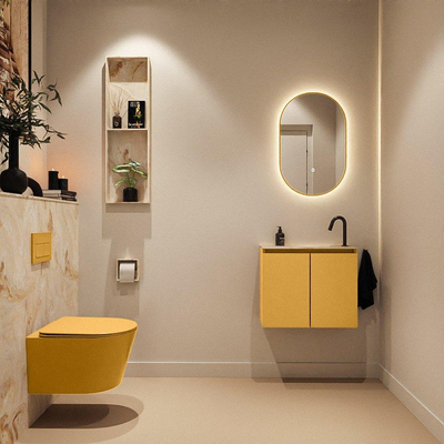 MONDIAZ TURE-DLUX meuble WC 60cm Ocher. EDEN lave-mains Frappe position à droite. Avec 1 trou de robinet.