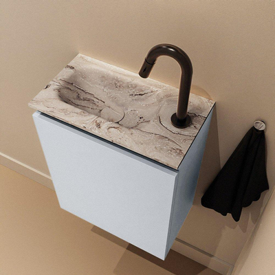 MONDIAZ TURE-DLUX Meuble de toilettes 40 cm Clay. Lavabo EDEN Glace position gauche. Avec 1 trou de robinet.
