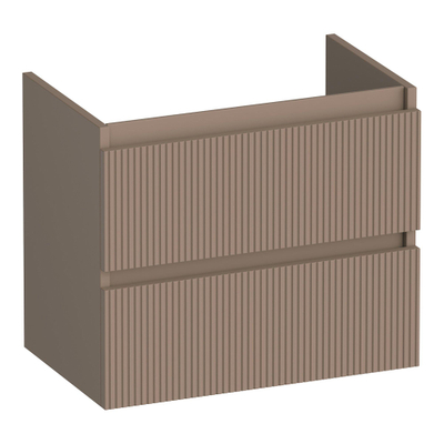 BRAUER Joy Wavy meuble sous-lavabo peu profond 60 2 tiroirs à fermeture en douceur - sans poignée - 1 découpe pour siphon - moka mat