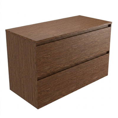 Saniclass Holz Pure Badkamermeubelset - 100x45x60cm - topblad - zonder kraangaten - 2 lades - Walnut pure