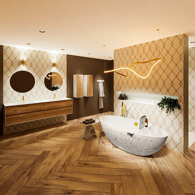 MONDIAZ HOLM Baignoire îlot - 180x85cm - lin/talc