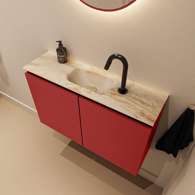MONDIAZ TURE-DLUX 80cm toiletmeubel Fire. EDEN wastafel Frappe positie midden. Met 1 kraangat.