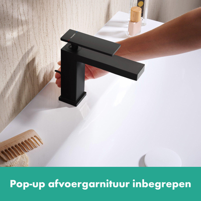 Hansgrohe Tecturis E Eengreeps wastafelkraan - 110 met PopUp - trekwaste - mat zwart